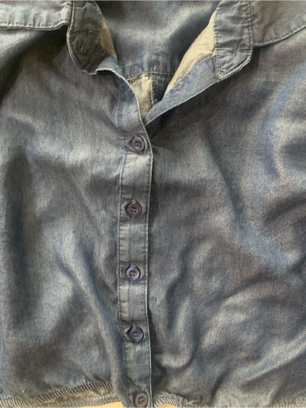 Iris Dark Wash Cropped Denim Button-Down Top - Picture 6 of 9